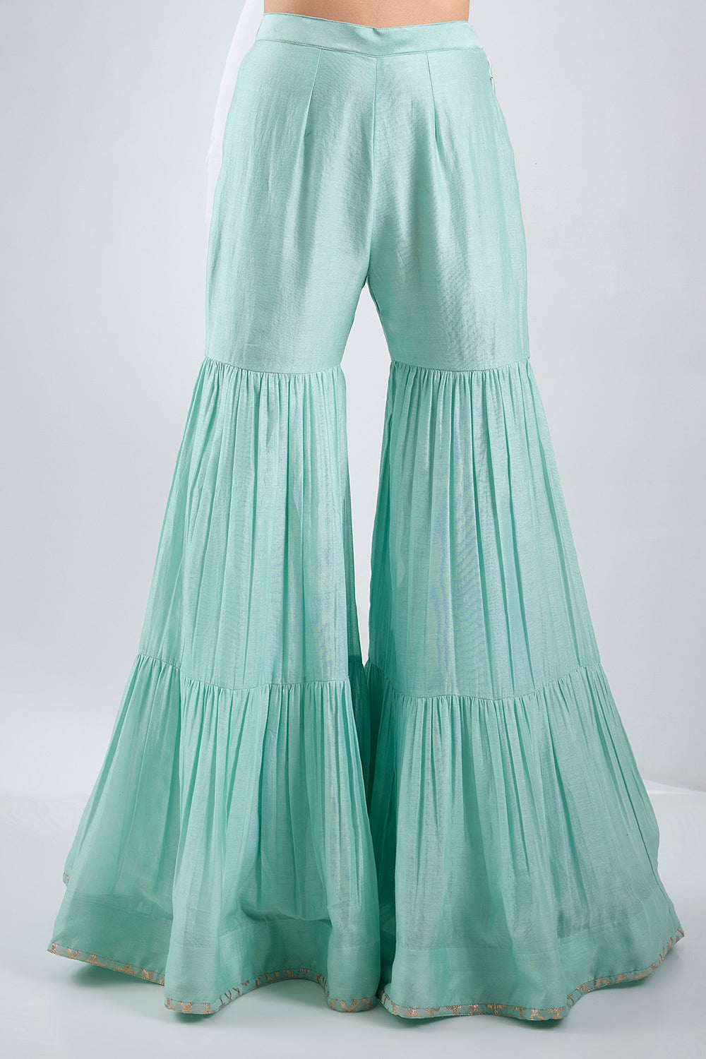 Sky blue Sharara set with embroided kurta