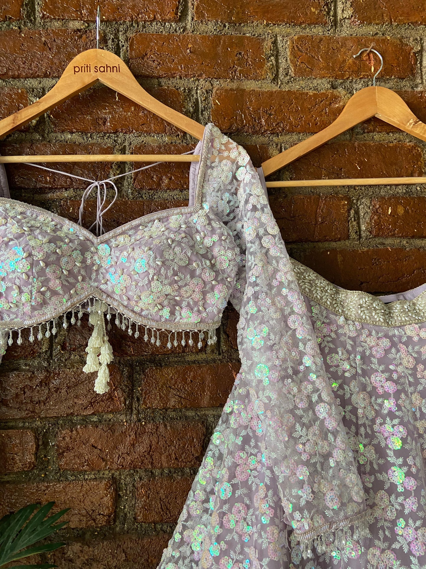 Periwinkle Sequin work lehenga set