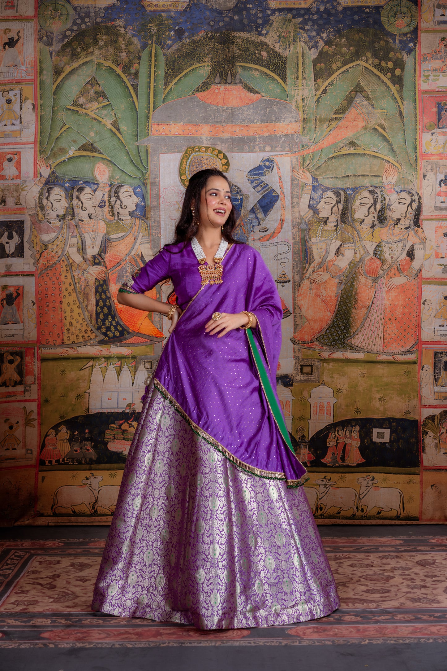 Royal Violet Banarasi Lehenga Set