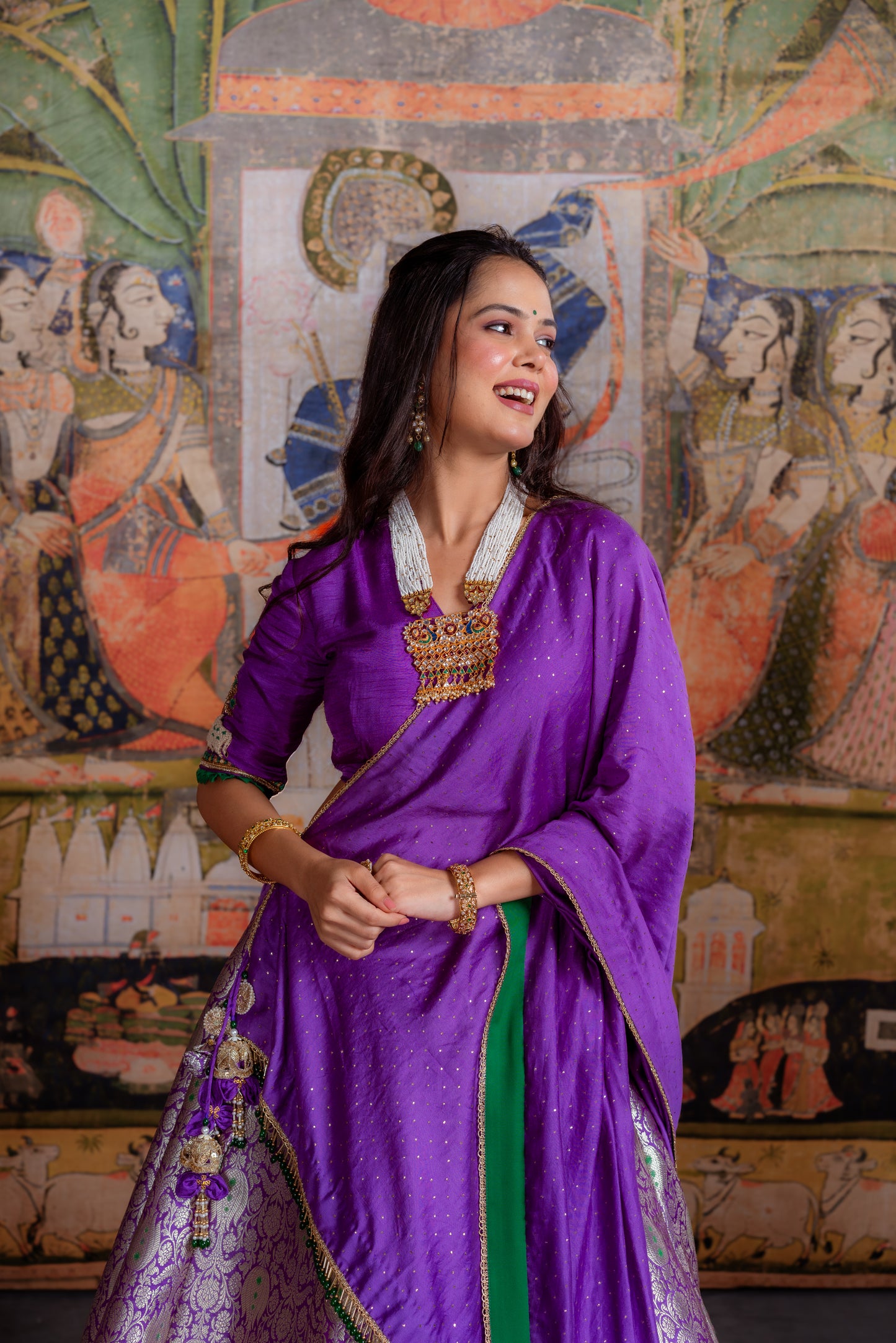 Royal Violet Banarasi Lehenga Set