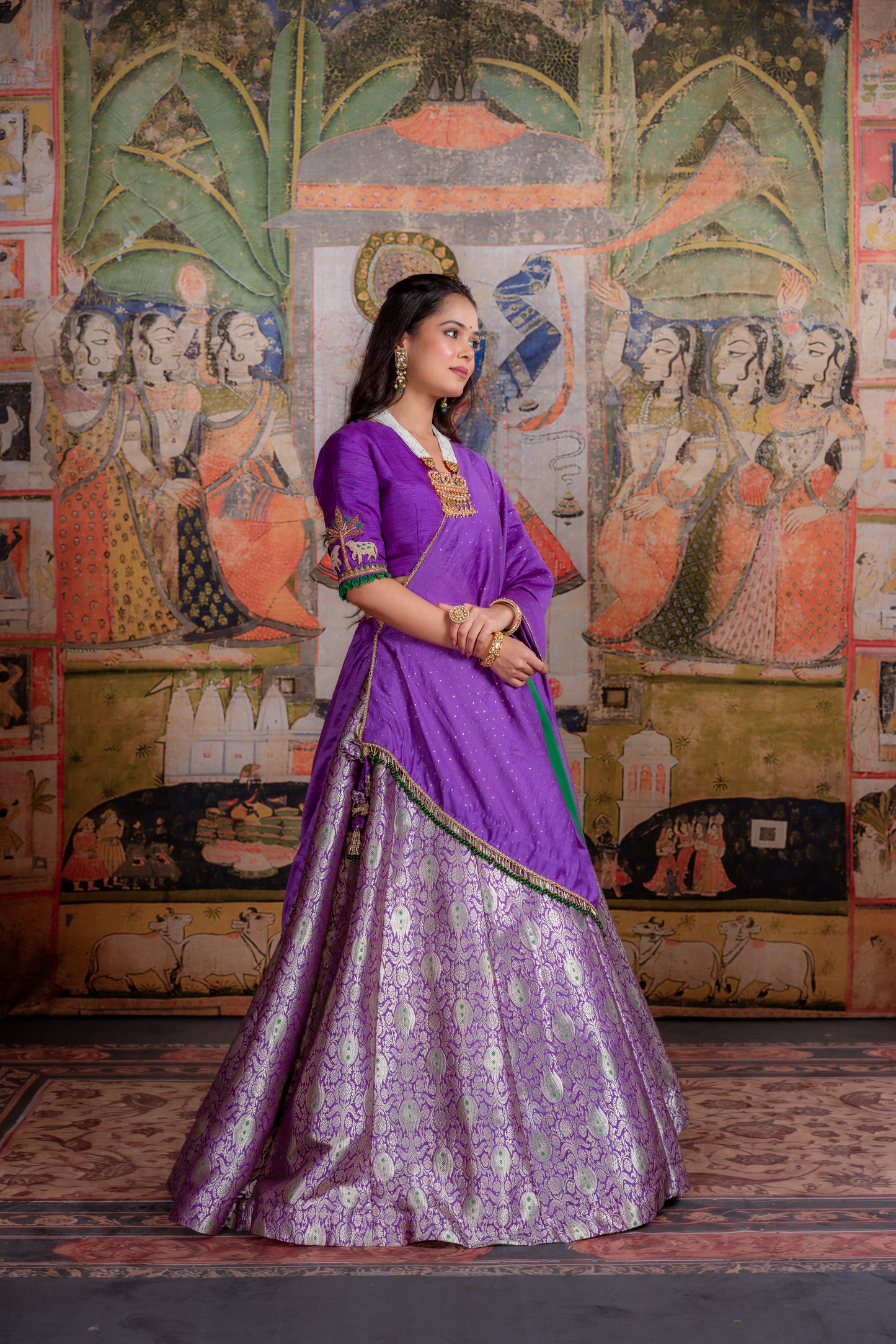 Royal Violet Banarasi Lehenga Set