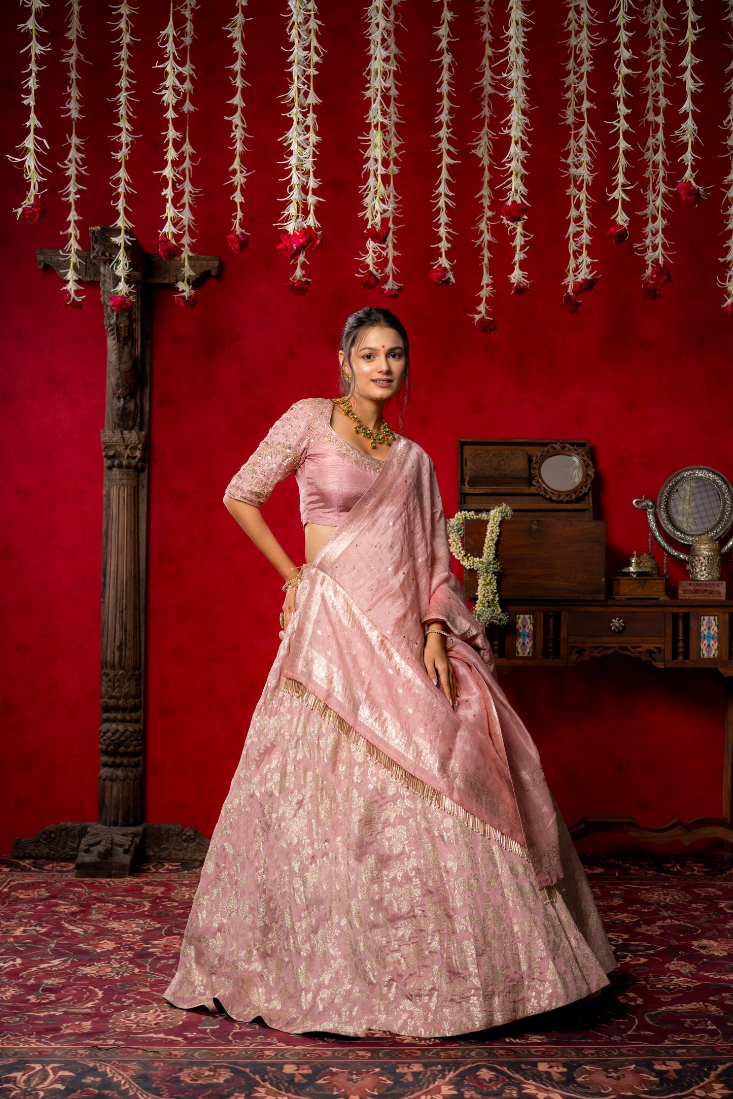 Blush Pink Embroidered Lehenga