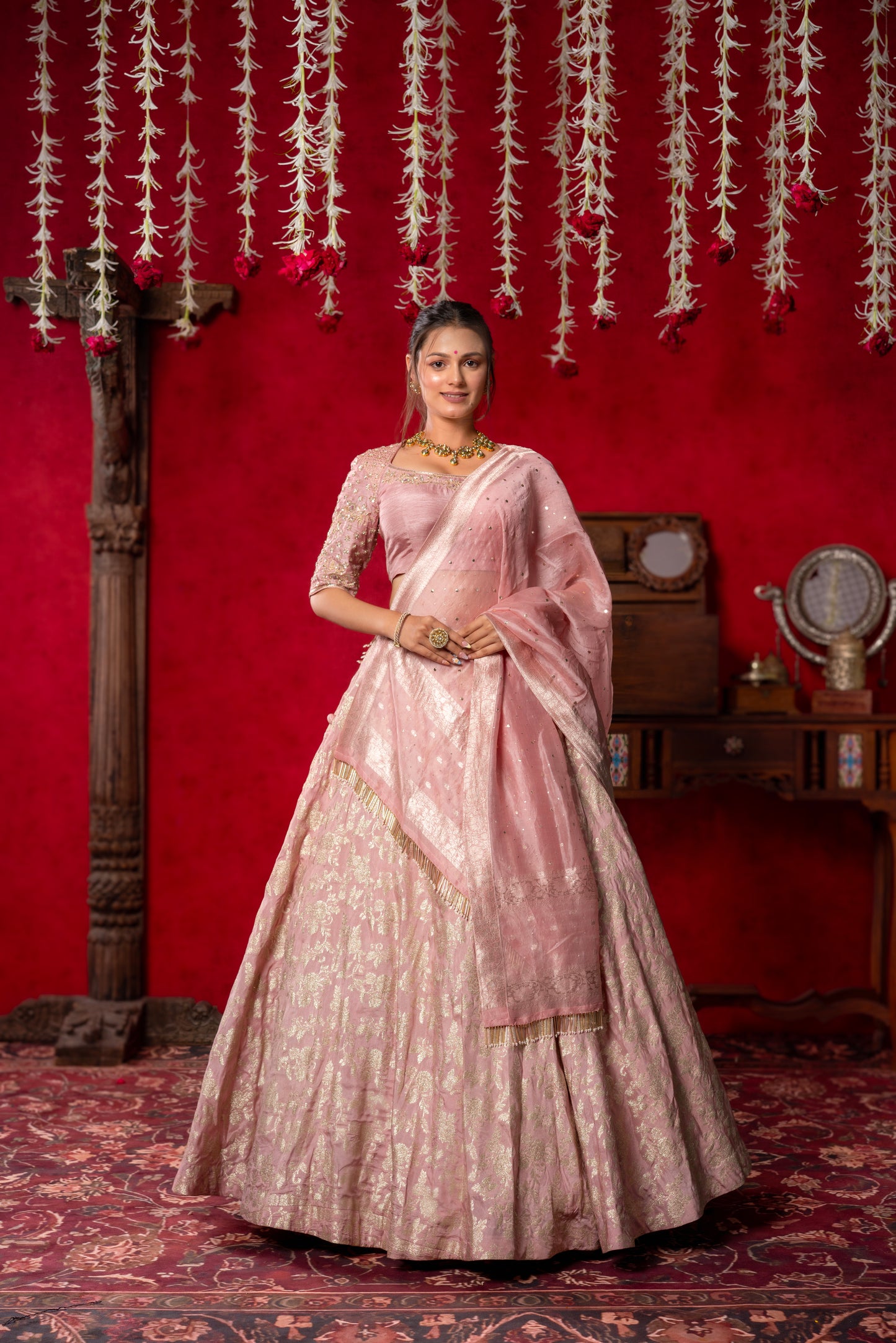 Blush Pink Embroidered Lehenga