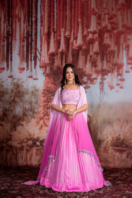 Hot Pink Ombre Lehenga