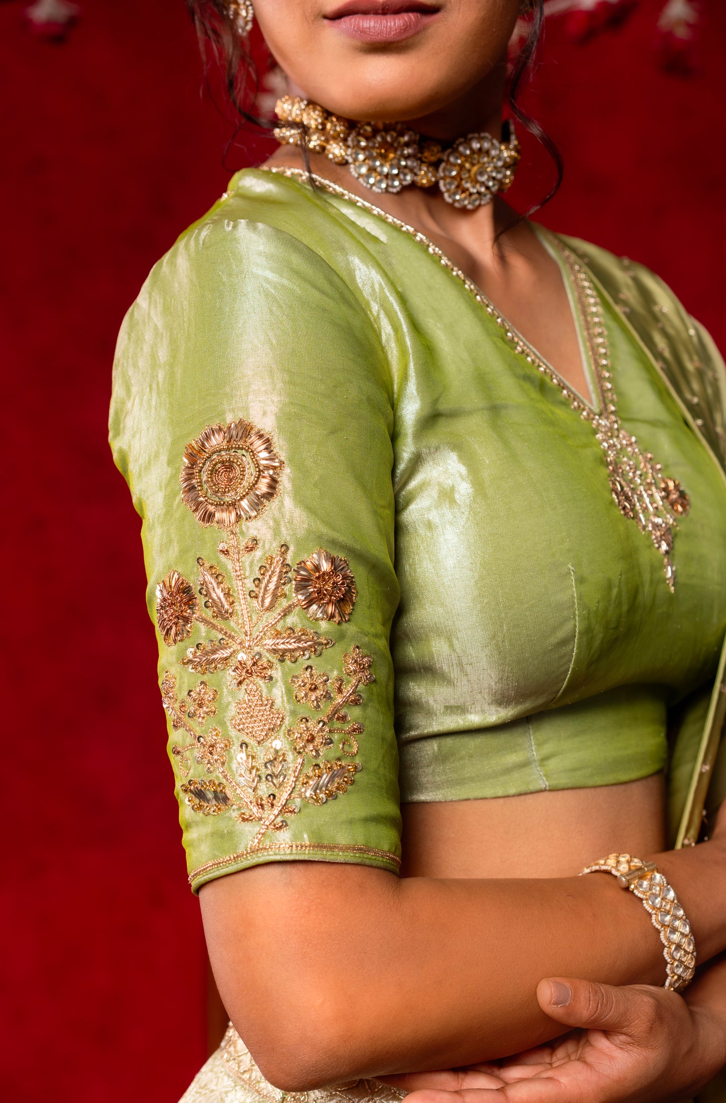 Sage Green Silk Lehenga