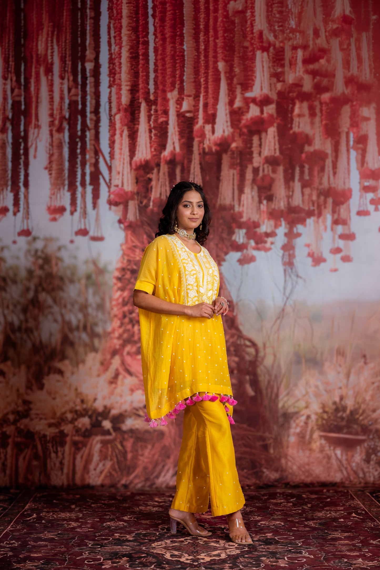 Yellow Kurta Set with Tassels