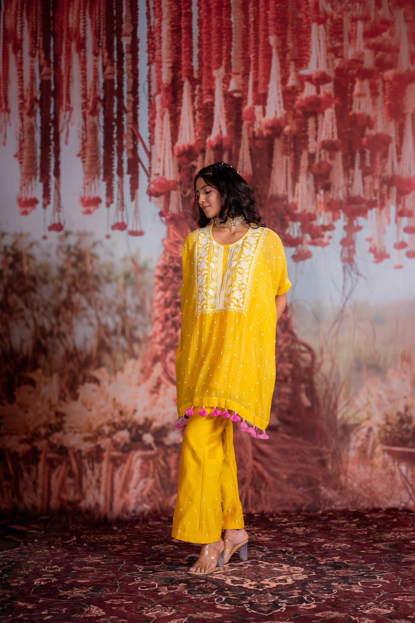 Yellow Kurta Set with Tassels