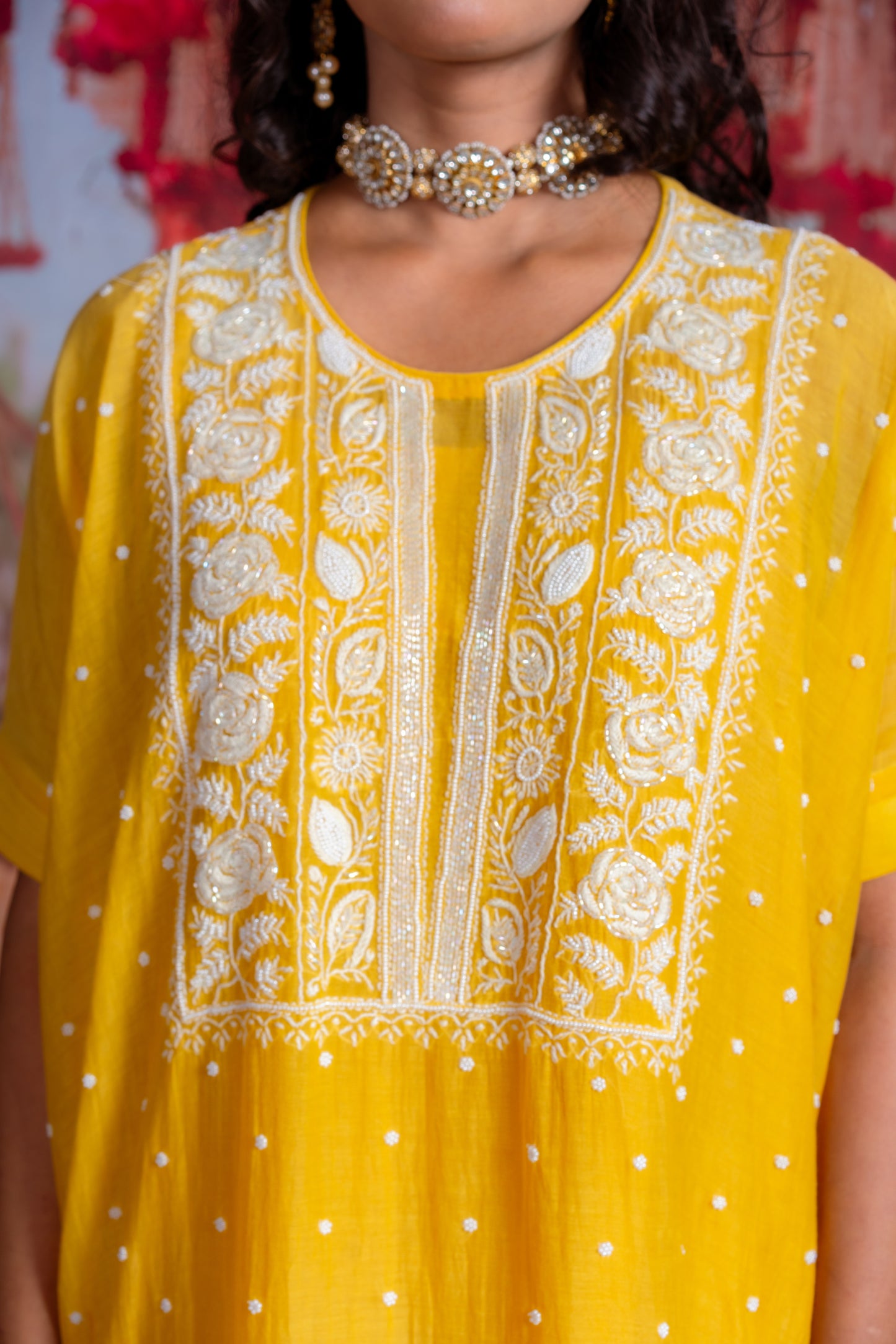 Yellow Kurta Set with Tassels