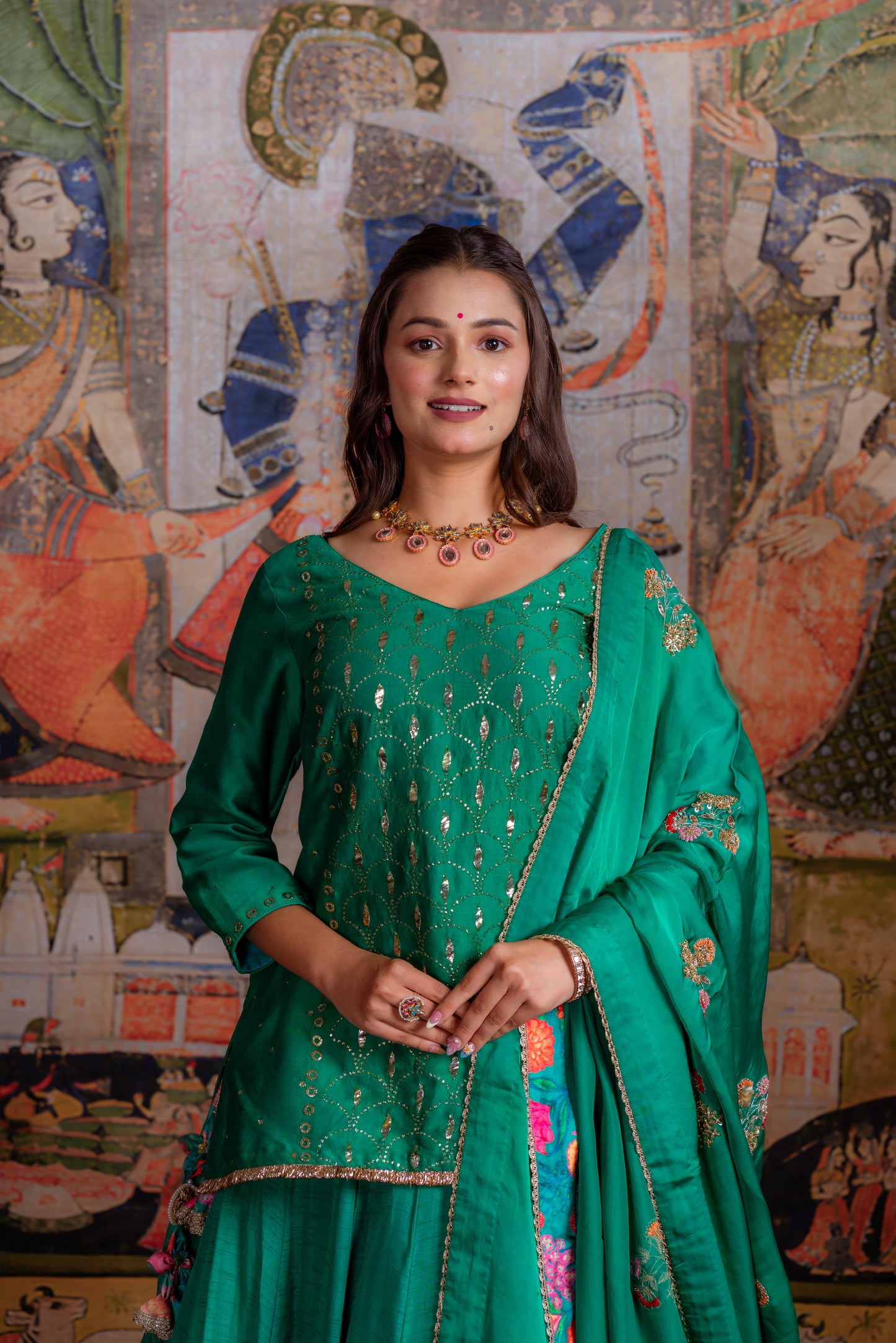 Emerald Green & Kurta Lehenga Set