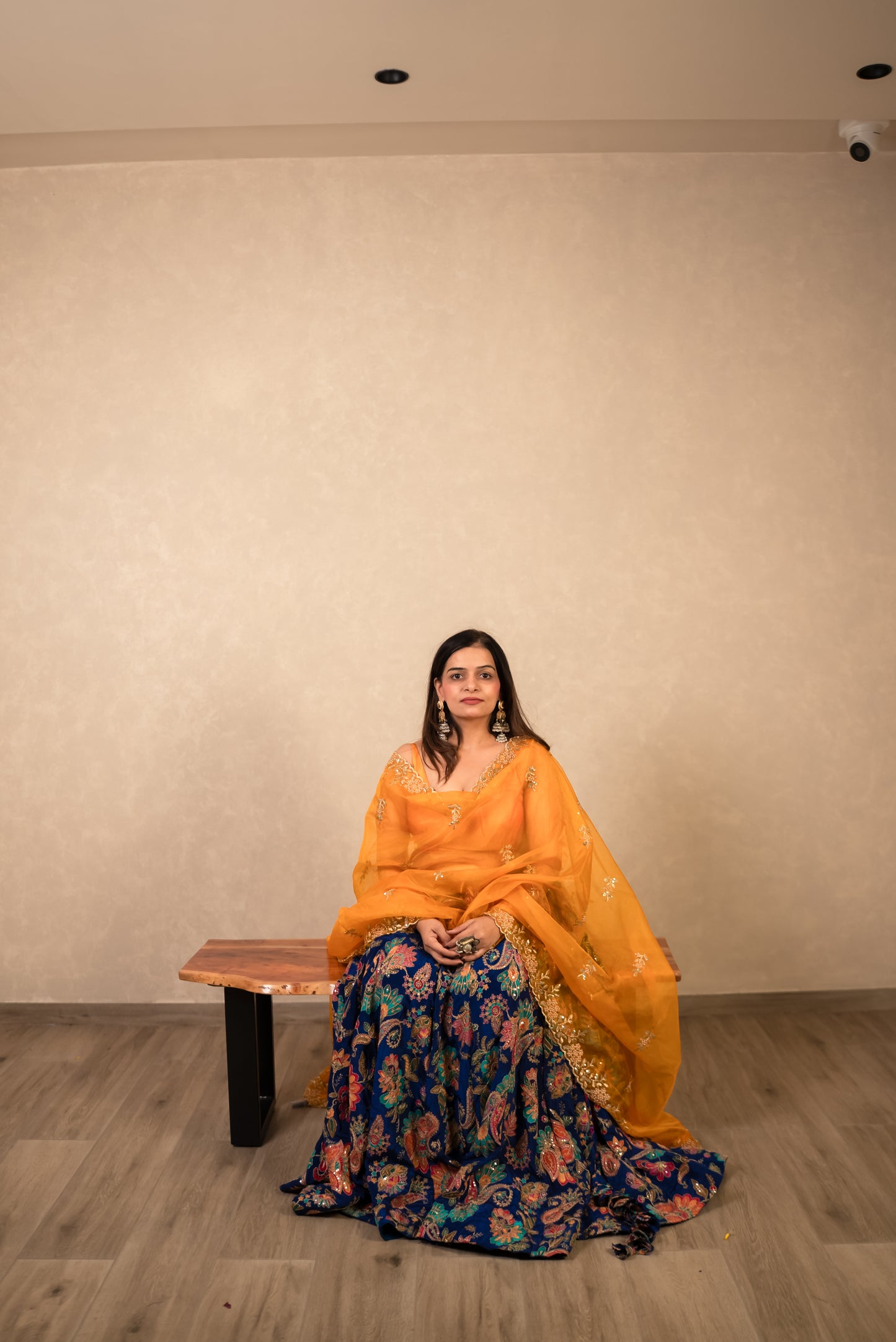 Royal Blue Chaniya Choli with Mustard Dupatta
