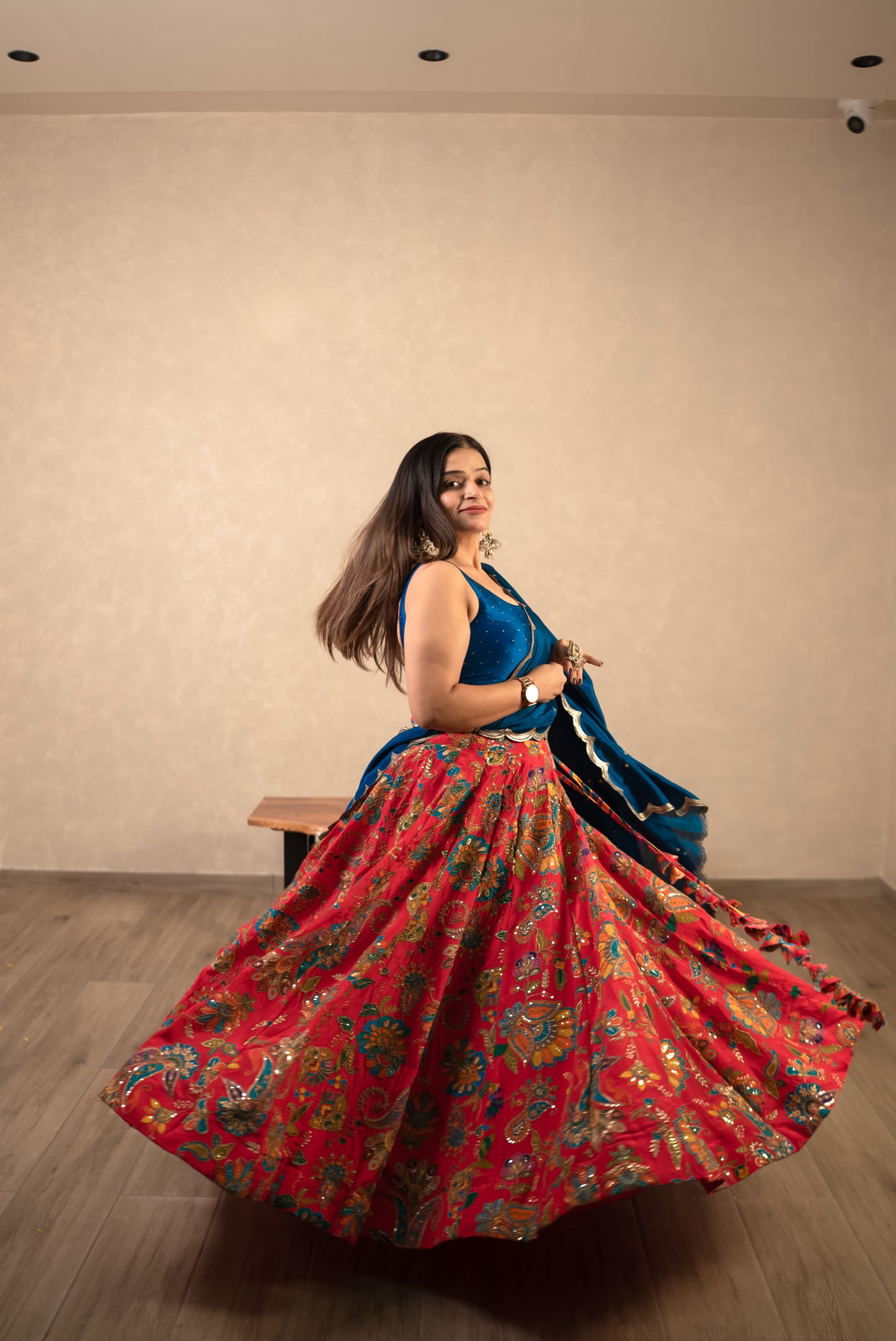Royal Blue & Pink Chaniya Choli