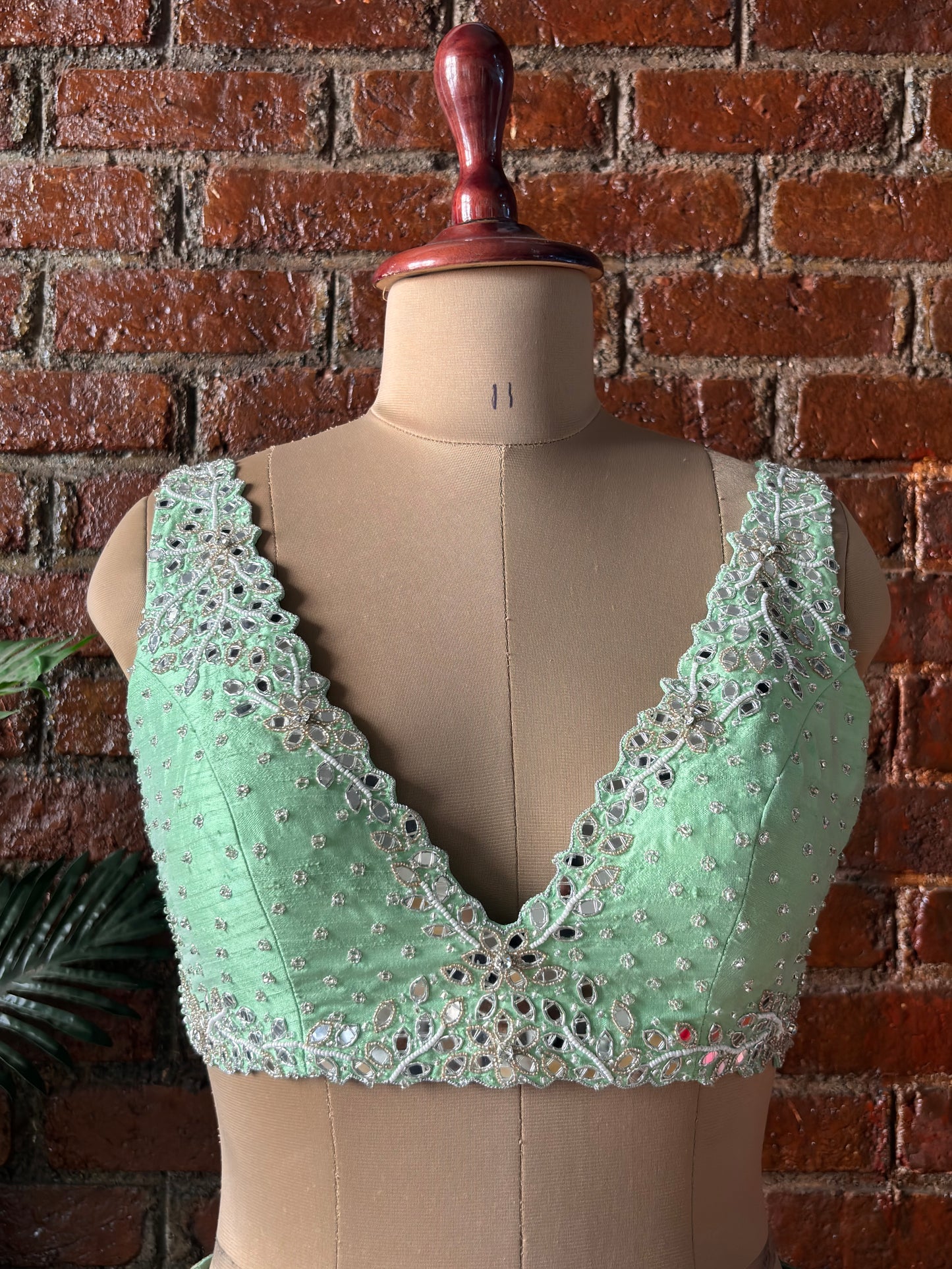 Green gota work lehenga set