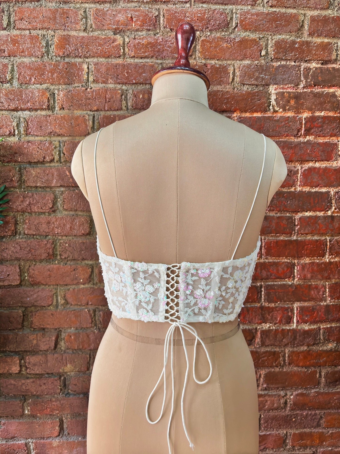 Ivory corset and Lavender Sequin work lehenga set
