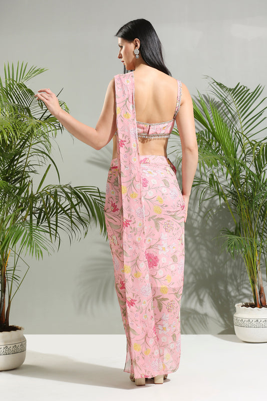 Blush Pink Slit saree