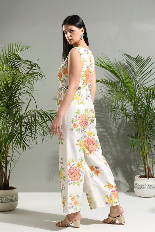 Ivory handpainted jumpsuit