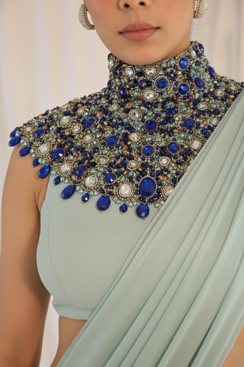 Celestial Sapphire Pre-Draped Saree