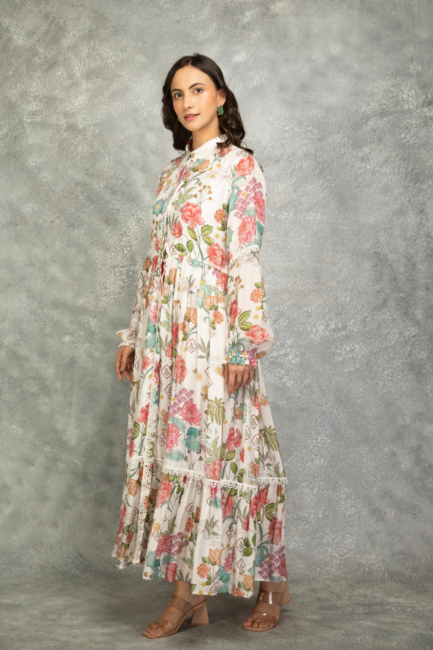 White Floral Printed Dress