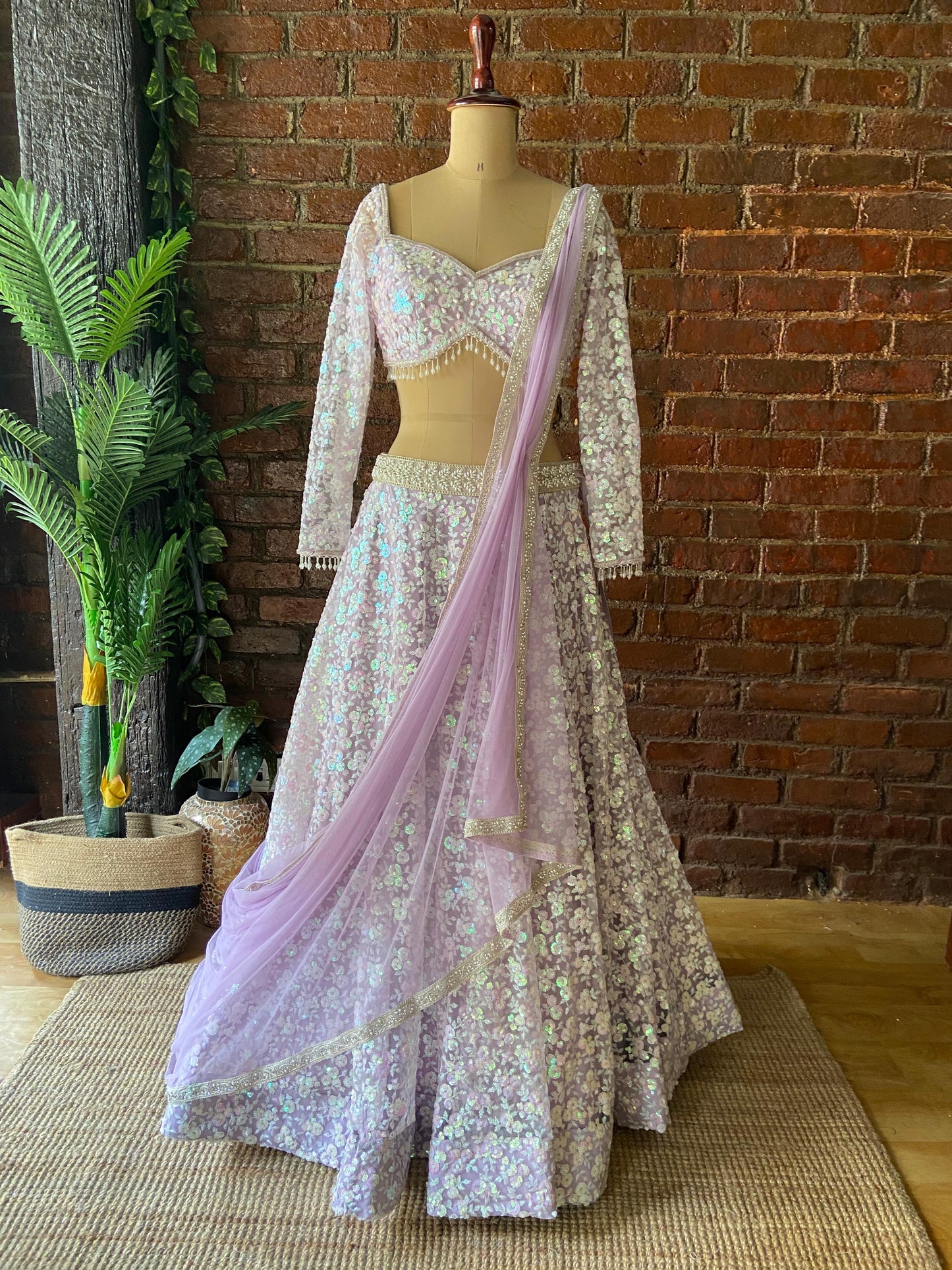 Periwinkle Sequin work lehenga set