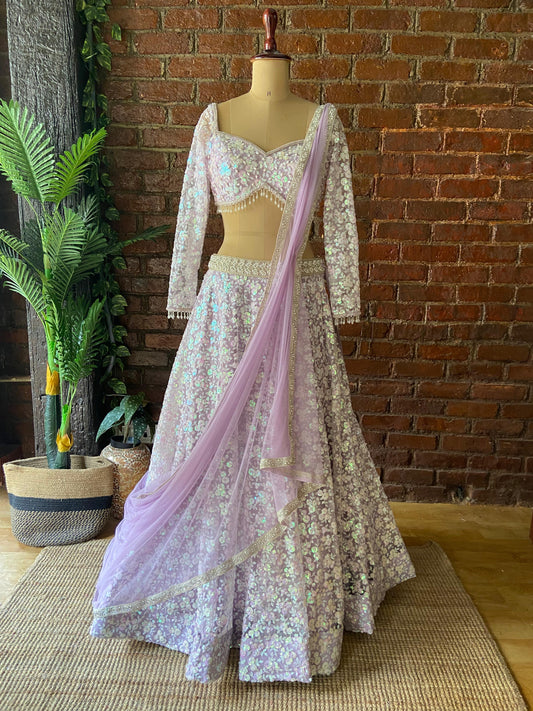 Periwinkle Sequin work lehenga set