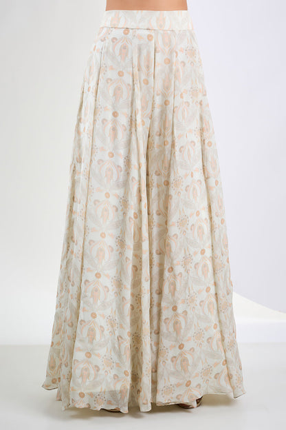 Printed chinon chiffon ivory sharara set with chinon Dupatta