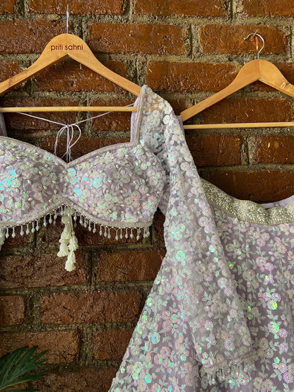 Periwinkle Sequin work lehenga set