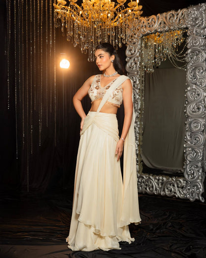 Aureira – Sandstone Drape Saree