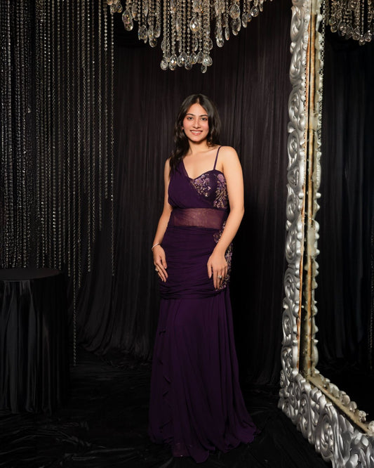 Viviora – Deep Purple Drape Dress