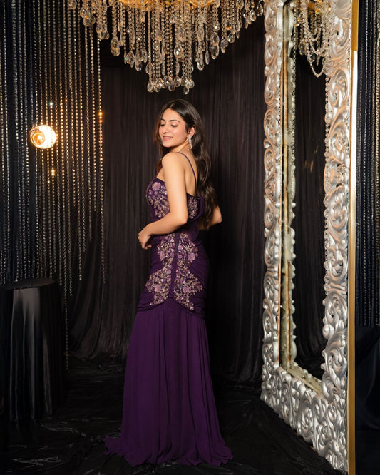 Viviora – Deep Purple Drape Dress