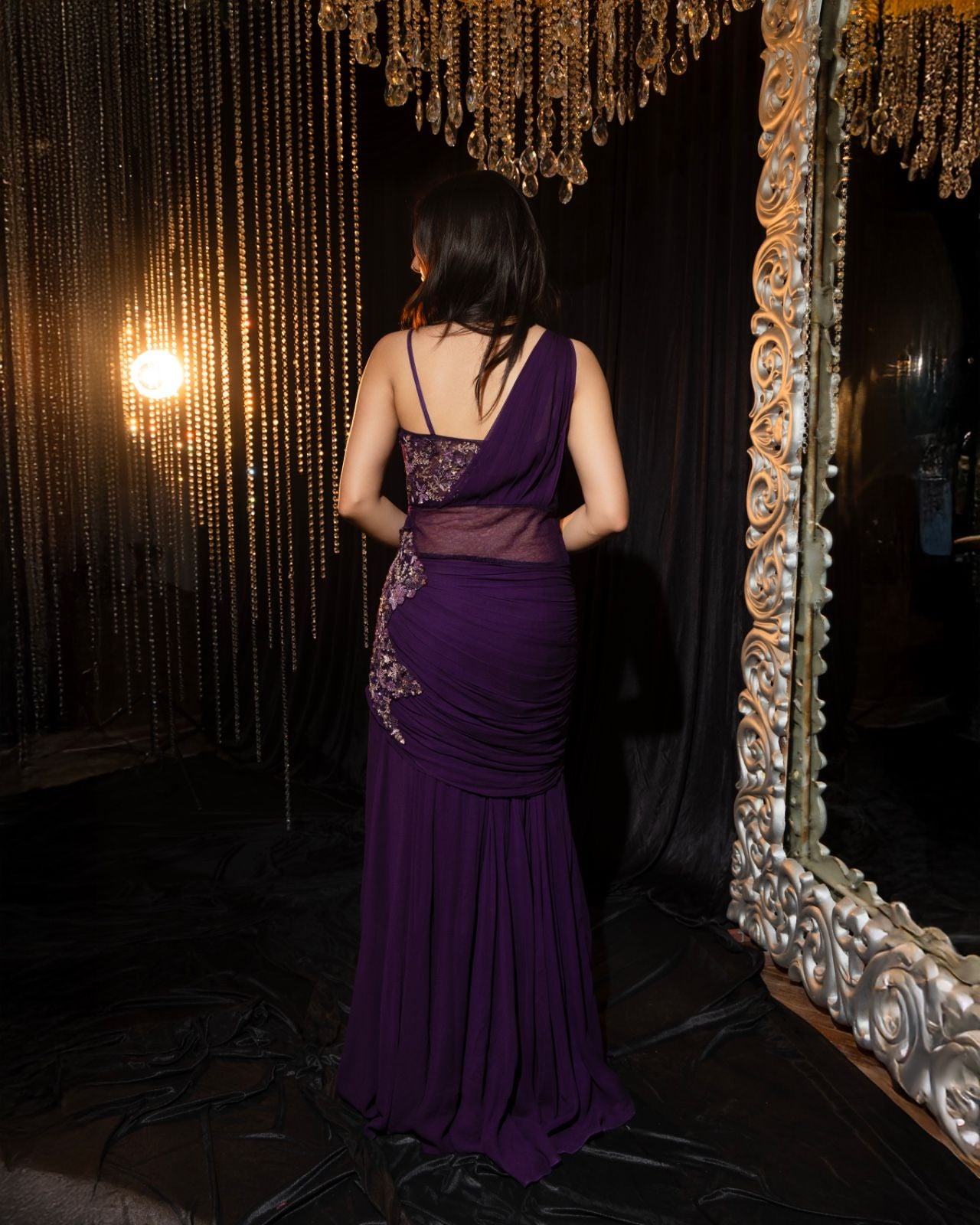 Viviora – Deep Purple Drape Dress