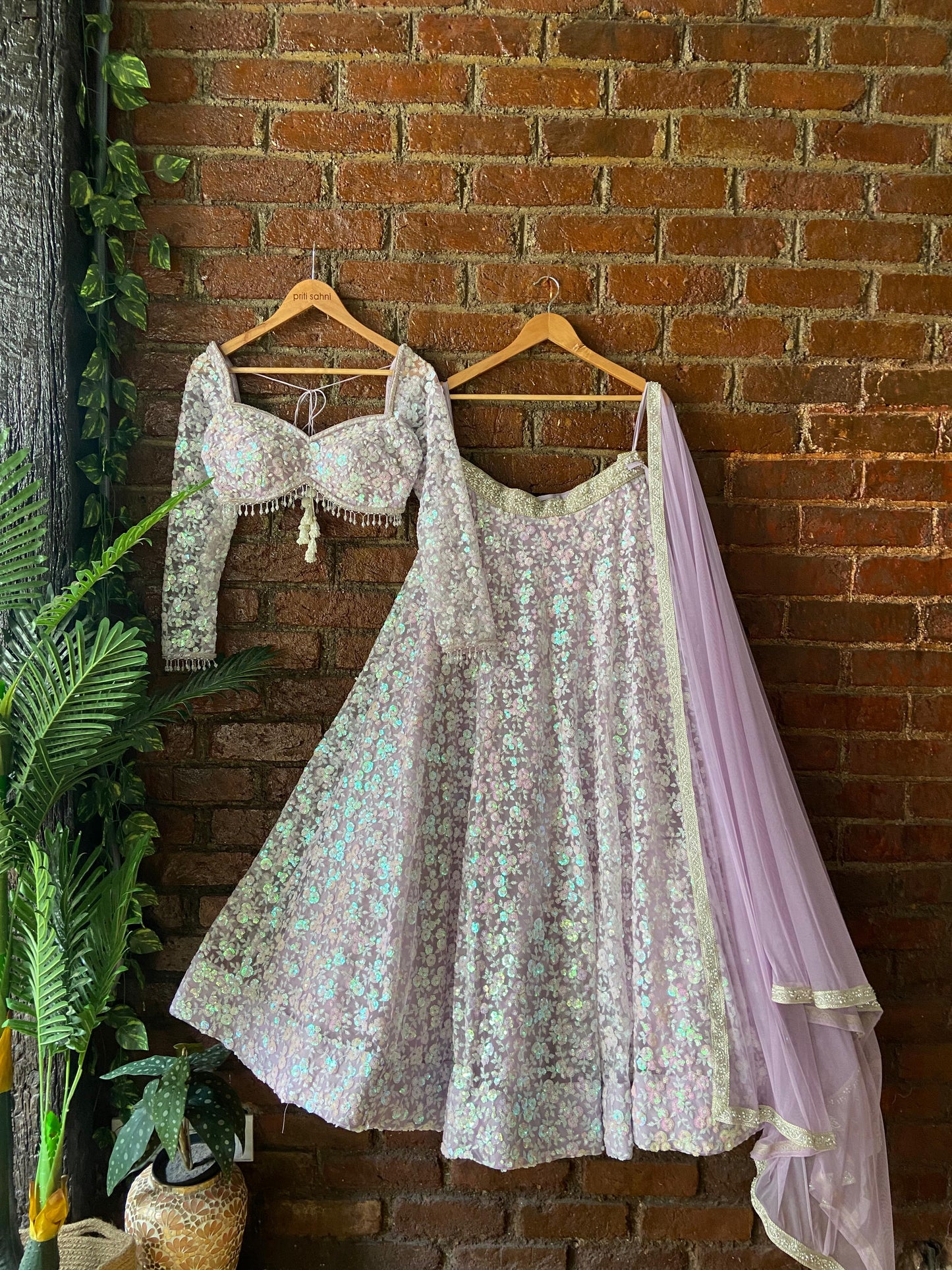Periwinkle Sequin work lehenga set
