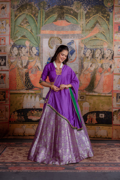 Royal Violet Banarasi Lehenga Set
