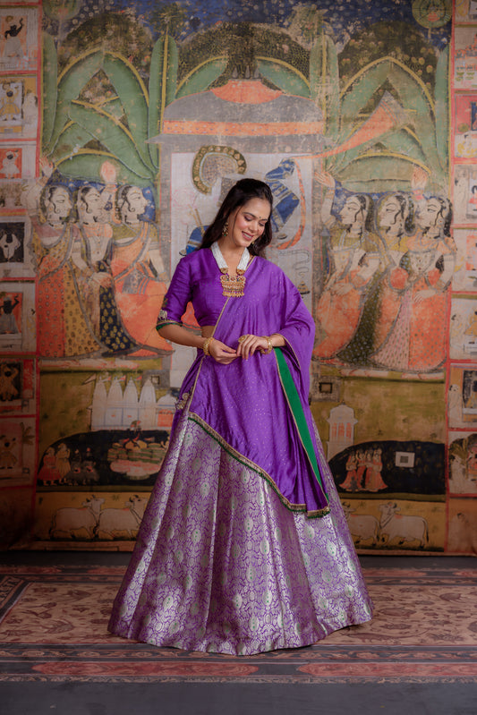 Royal Violet Banarasi Lehenga Set