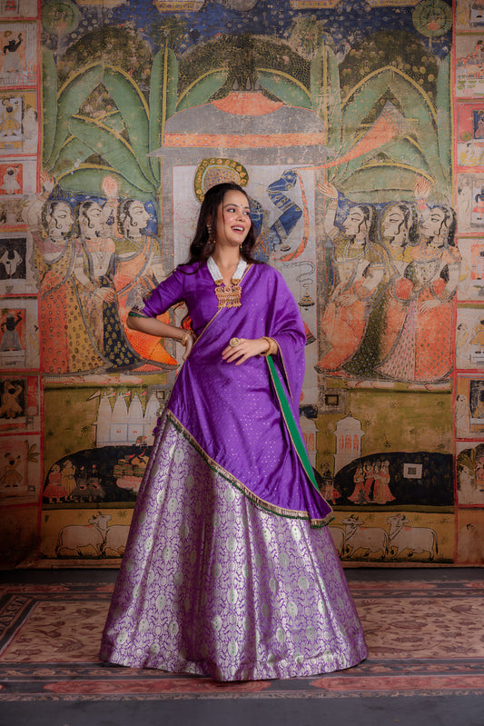 Royal Violet Banarasi Lehenga Set