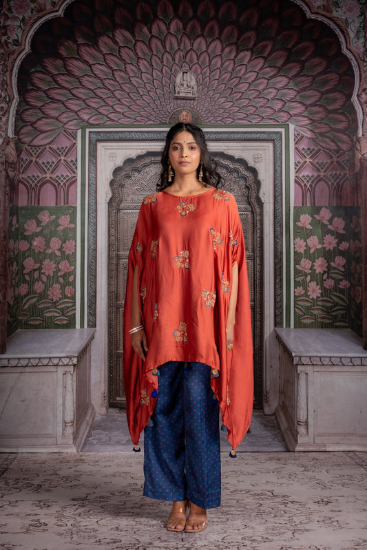 Burnt Orange Kaftan with Navy Pants