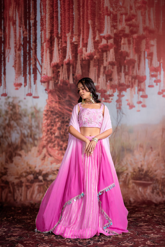 Hot Pink Ombre Lehenga