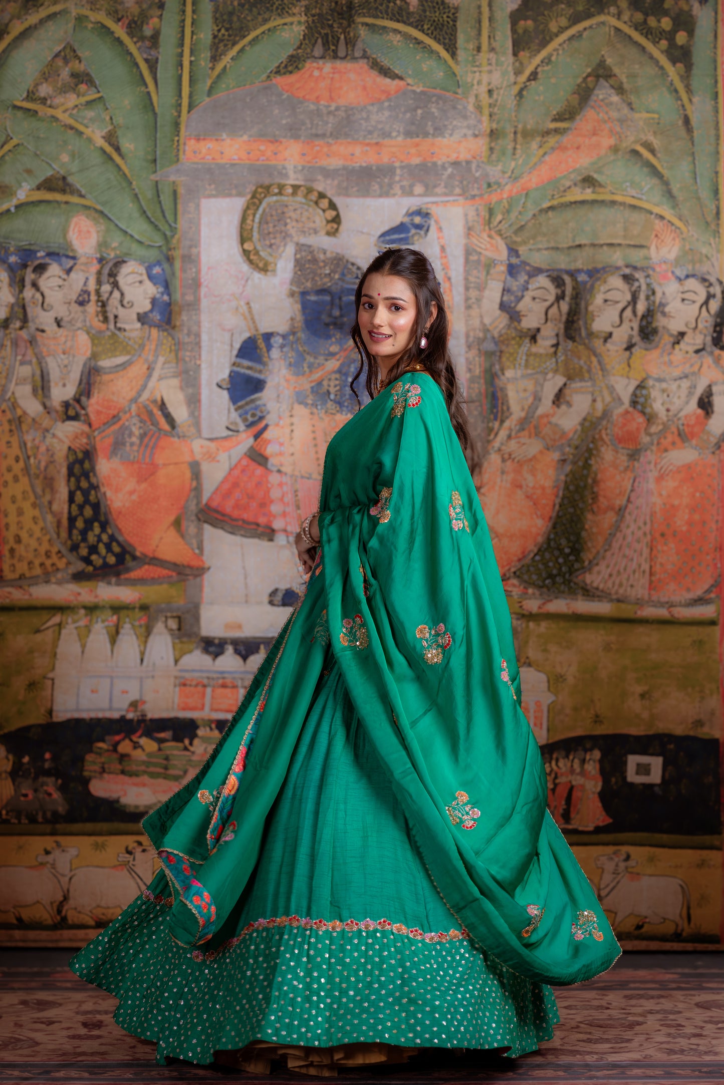 Emerald Green & Kurta Lehenga Set