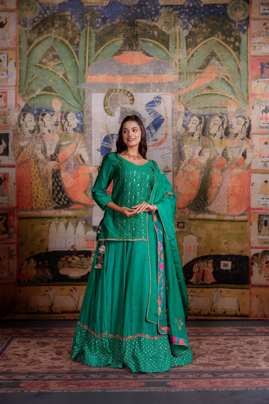 Emerald Green & Kurta Lehenga Set