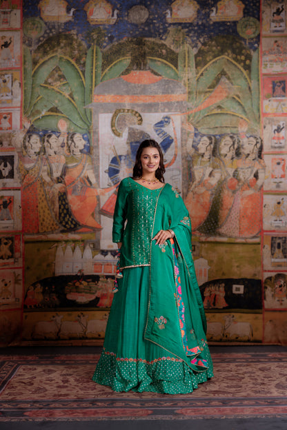 Emerald Green & Kurta Lehenga Set