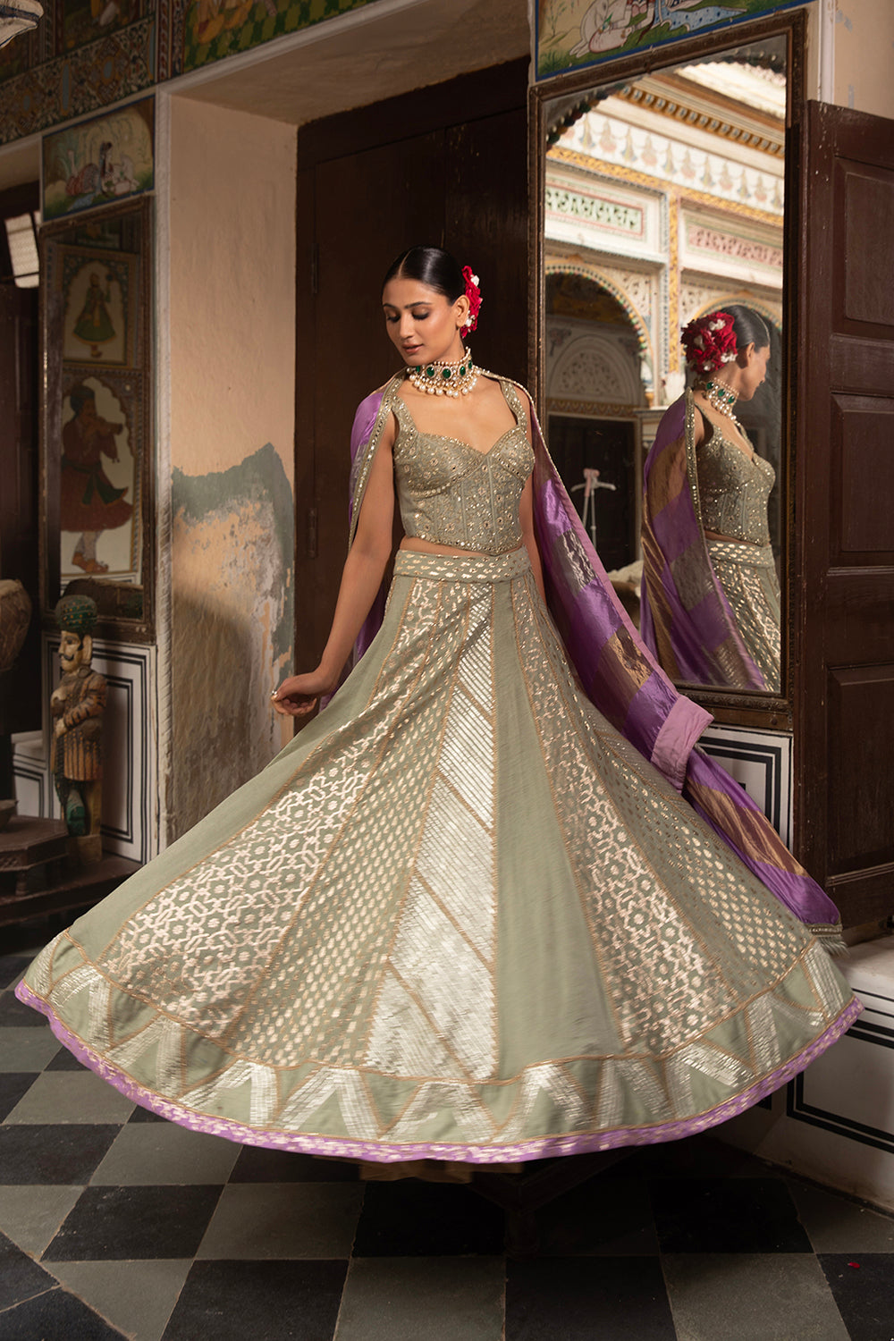 Mehak Bakshi in Green Lehenga Set