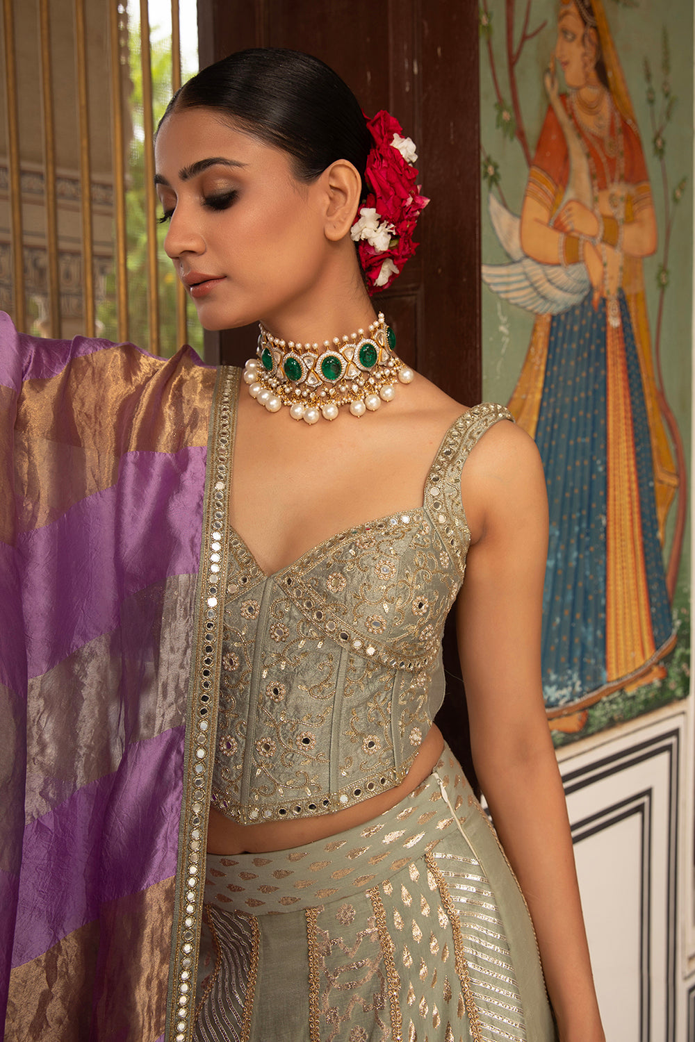 Mehak Bakshi in Green Lehenga Set