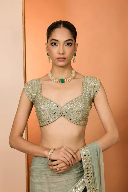 Green Organza Saree