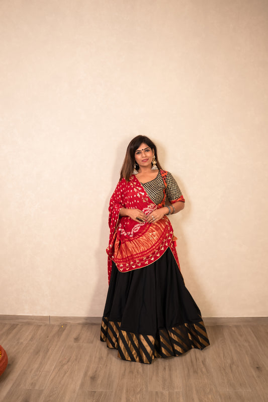 Black & Red Fusion Chaniya Choli