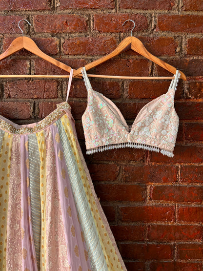 Multipanel and multicolour lehenga set