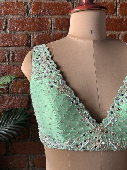 Green gota work lehenga set