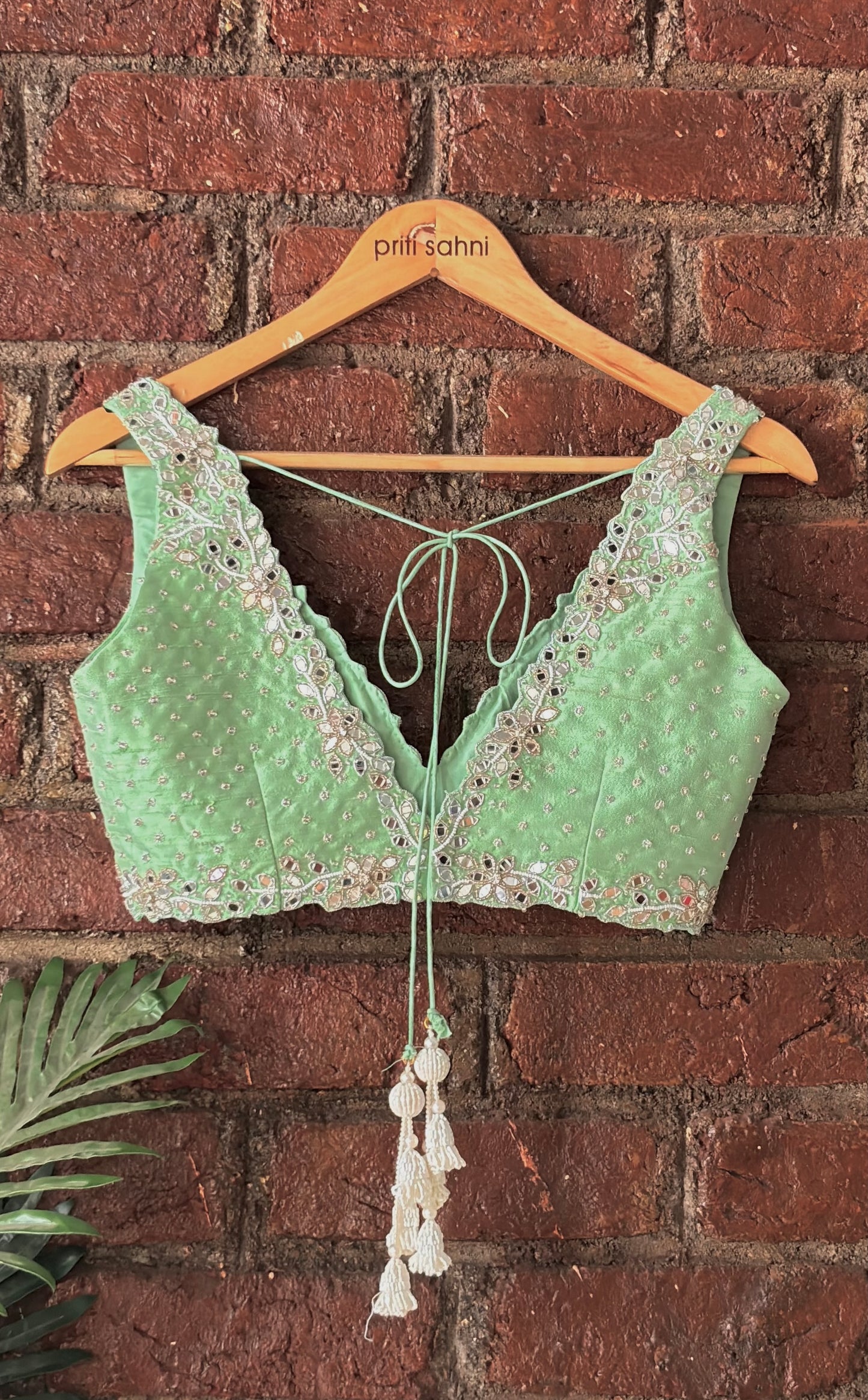 Green gota work lehenga set