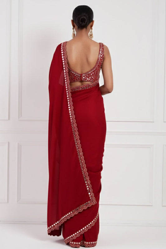 Red Saree Set