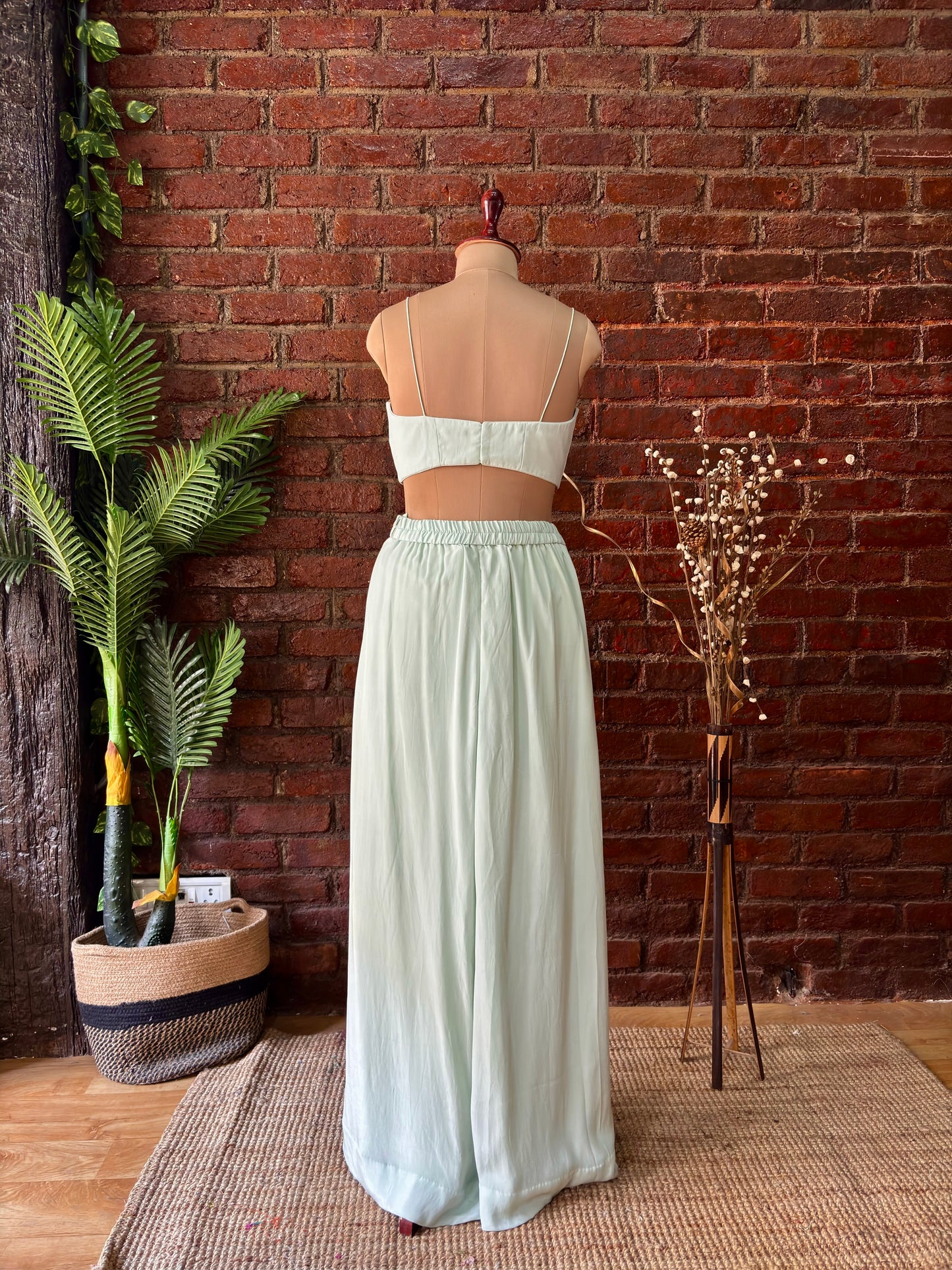 Mint sequin work jacket and pant set