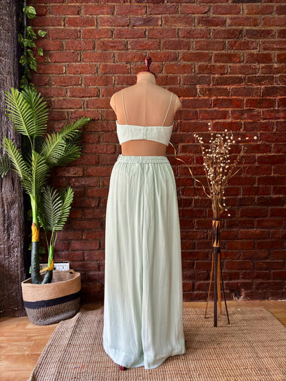 Mint sequin work jacket and pant set
