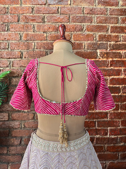 Mauve and Hot Pink gota work lehenga