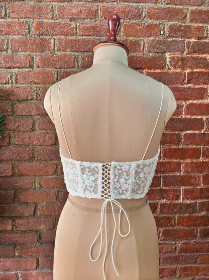 Ivory corset and Lavender Sequin work lehenga set